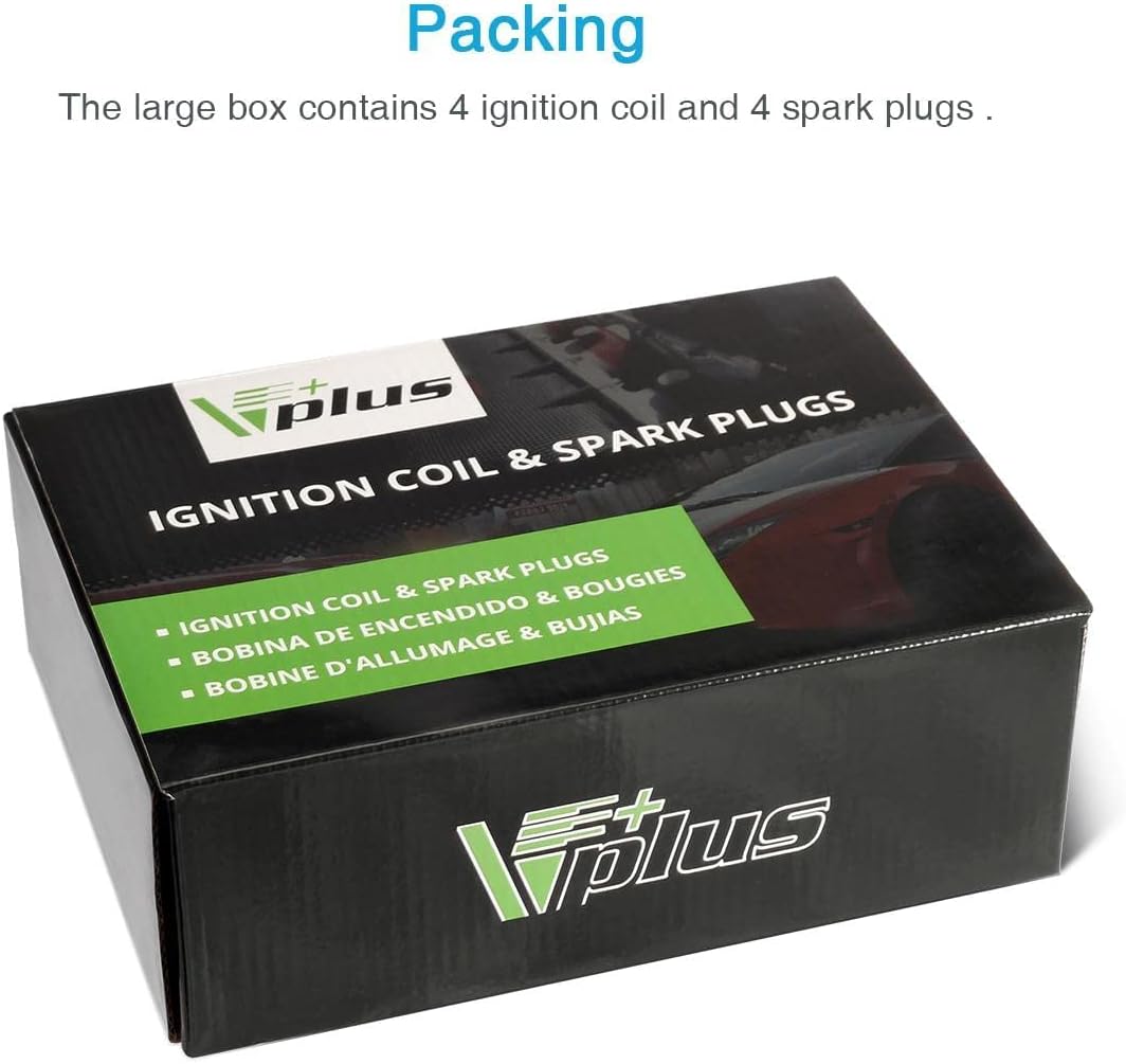 Set of 4 Ignition Coils & Spark Plugs Compatible with Kia Rio Hyundai Accent 1.6L R7054