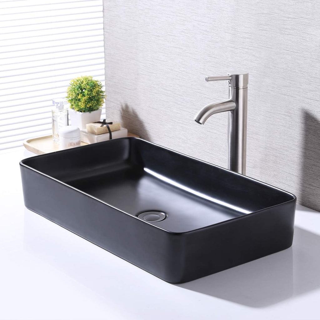White Ceramic Rectangular Vessel Sink E766459