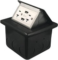 Black Pack of 2 Pop Up Floor Electrical Box with USB Chargers and Outlet Receptacle T353