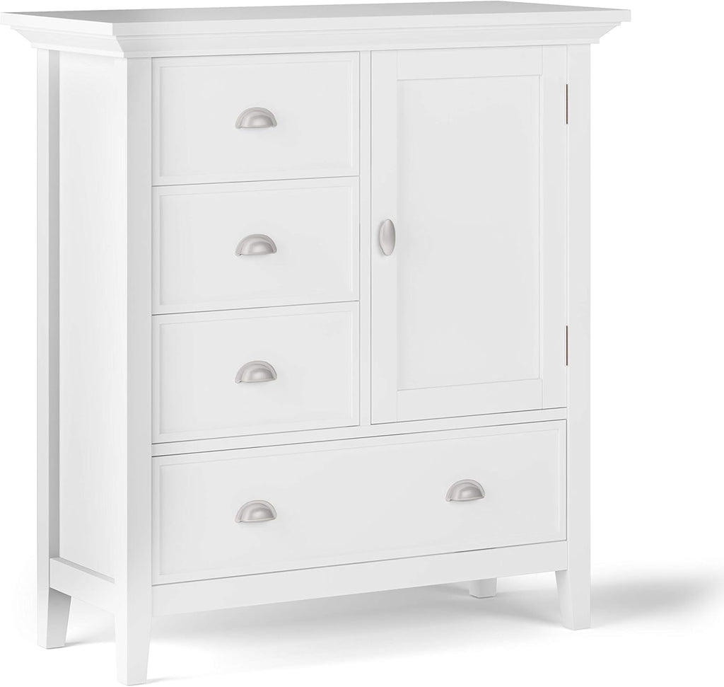 Solid Wood 39 Inch Wide Storage Cabinet in Light Golden Brown with 3 Small Drawers and 1 Large Drawer H540173