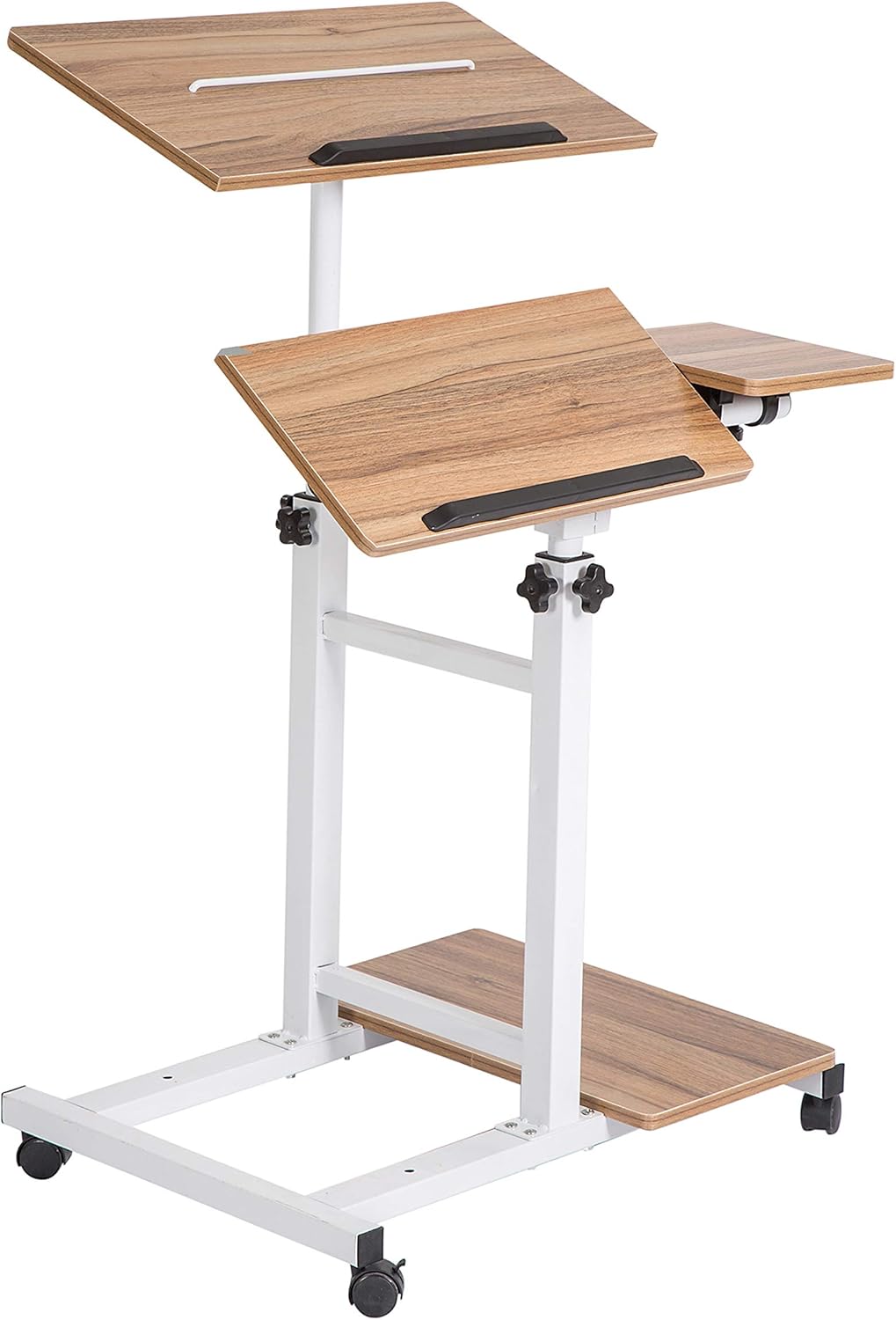 Oak Height Adjustable Standing Desk with Carpet Wheels P856499