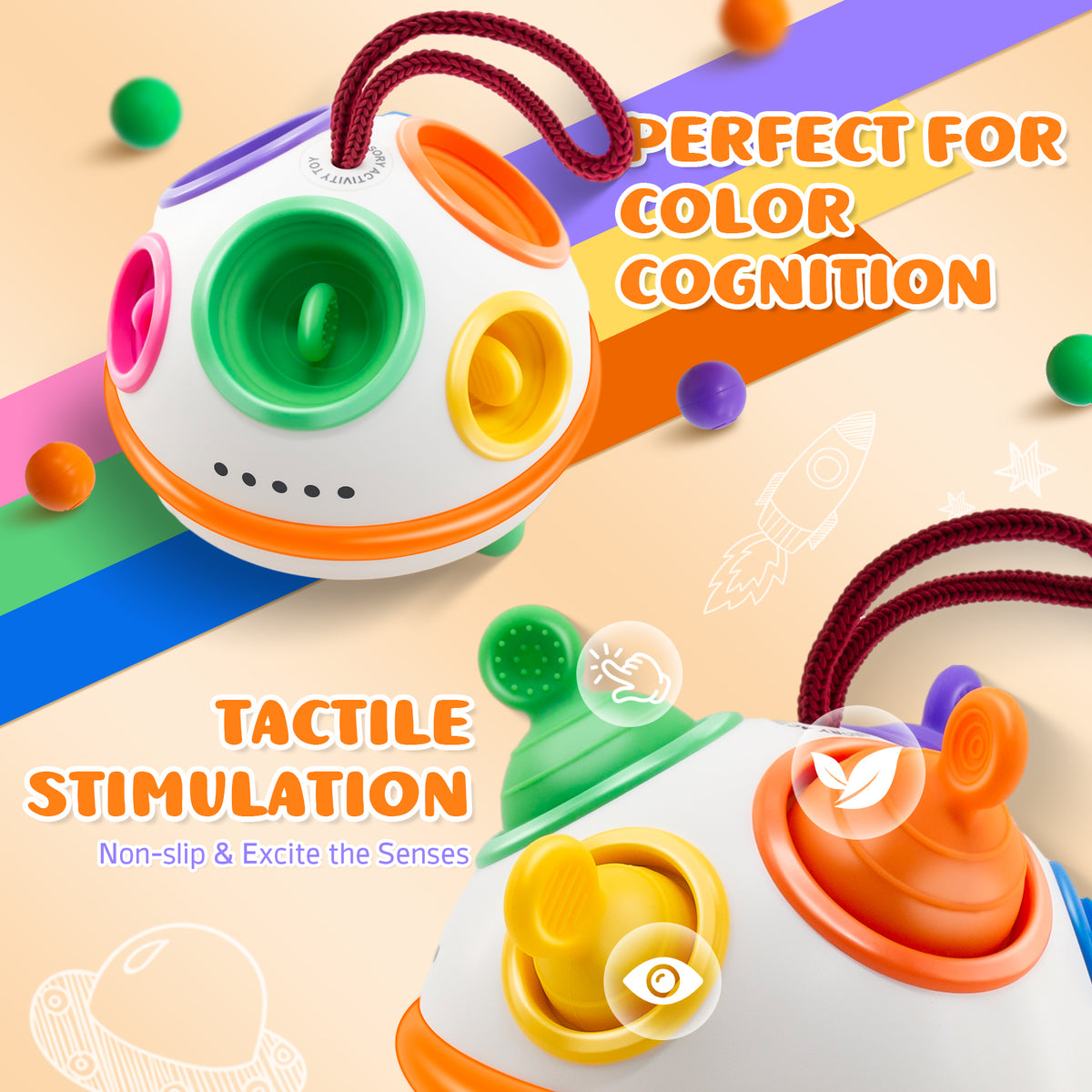 Pull String Fidget Educational Baby Toys D68618