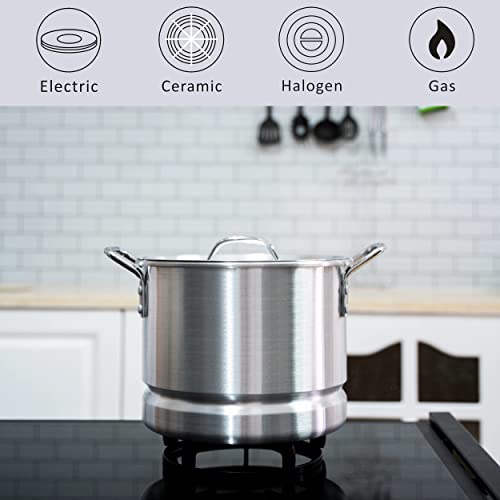 32 Quart Aluminum Tamale Steamer Pot with Steamer Rack and Tube Q84273