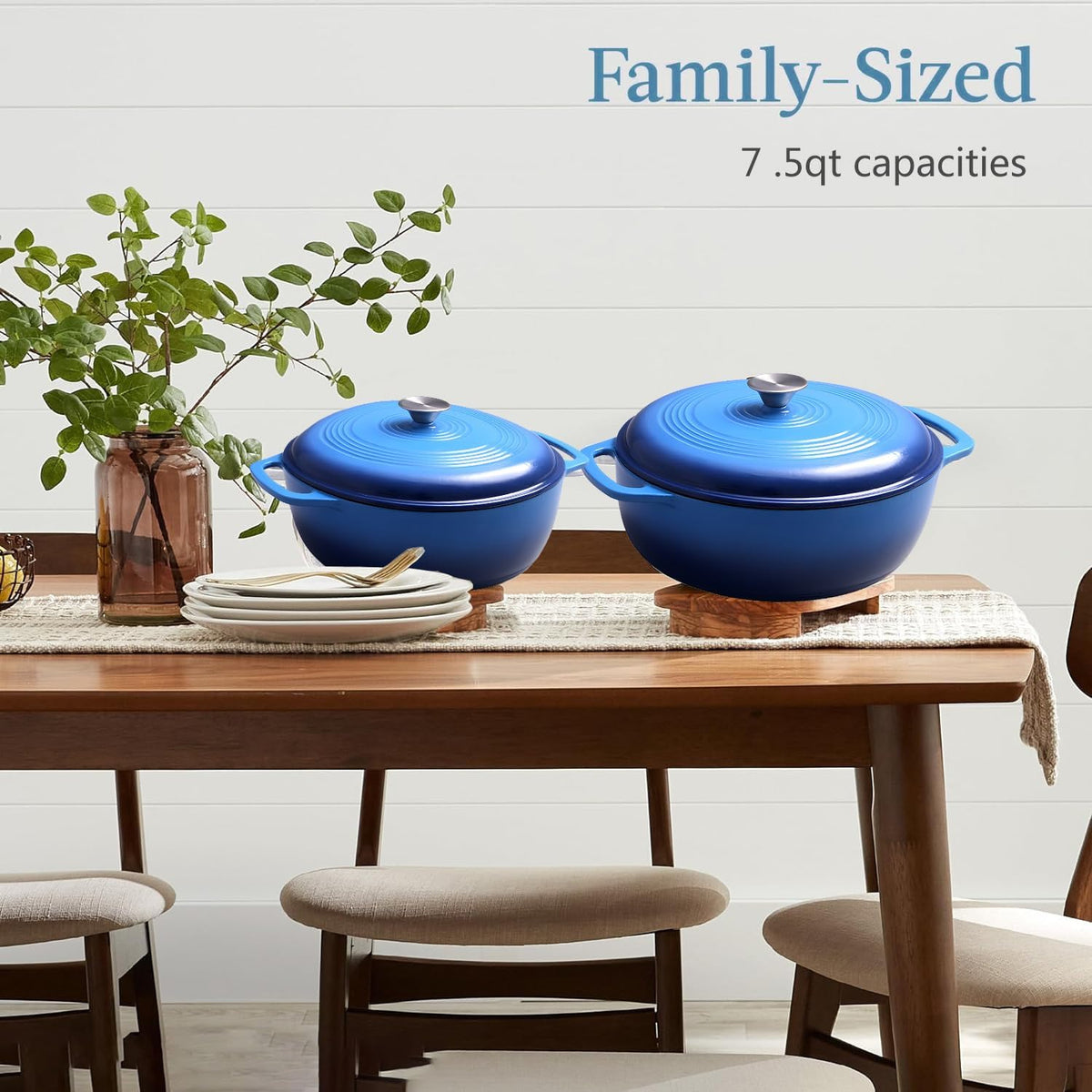 7.5 Quart Enamel Cast-Iron Round Dutch Oven with Lid Y69516