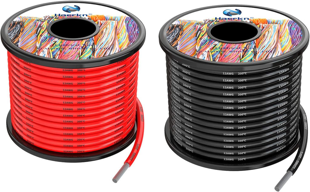 10 AWG 5.2mm² Silicone Electrical Wire Cables 50 Feet 10 Gauge 600V Tinned Copper Wire Pack of 2 H1330