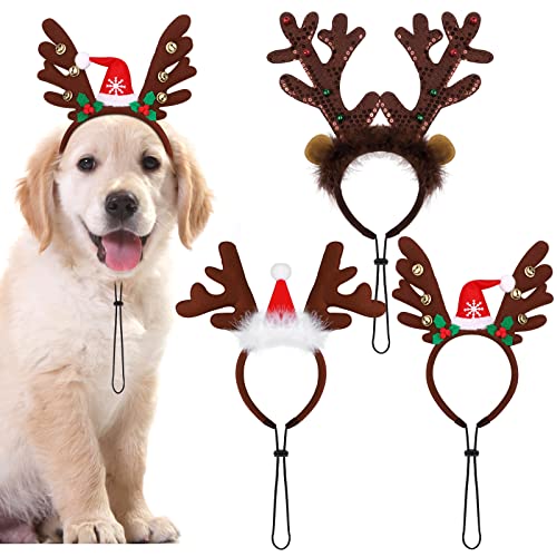 3 Pack Christmas Pet Headwear Brown Reindeer Antlers Headband S50039