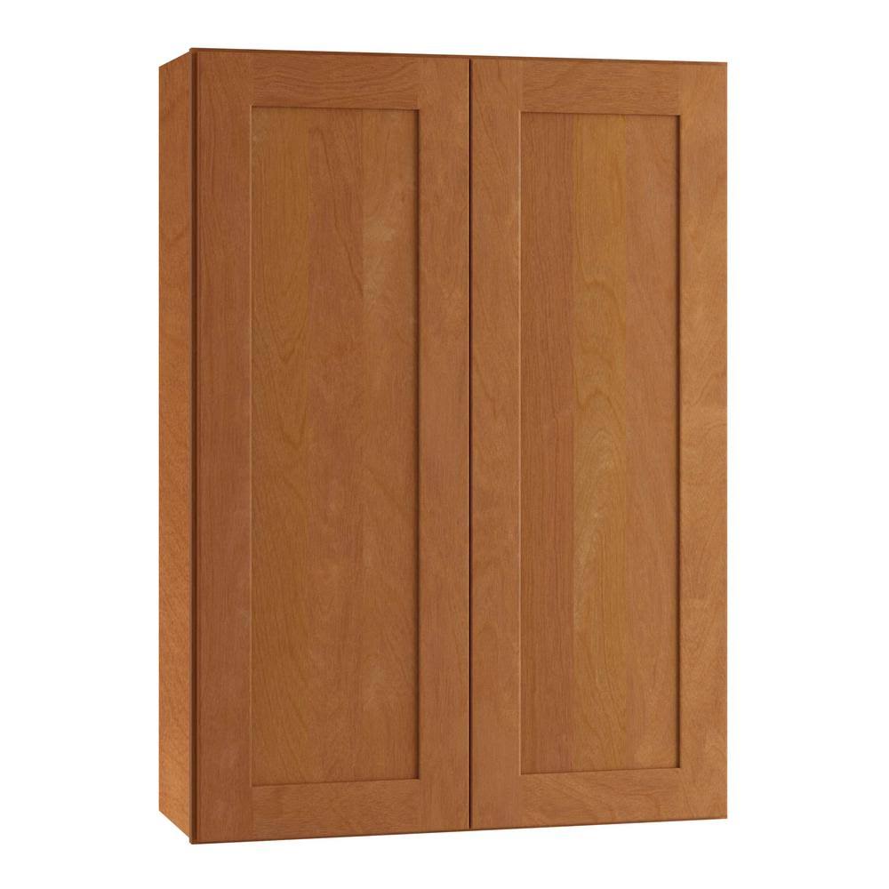 Assembled Plywood Shaker Wall Kitchen Cabinet Soft Close in Stained Cinnamo P470