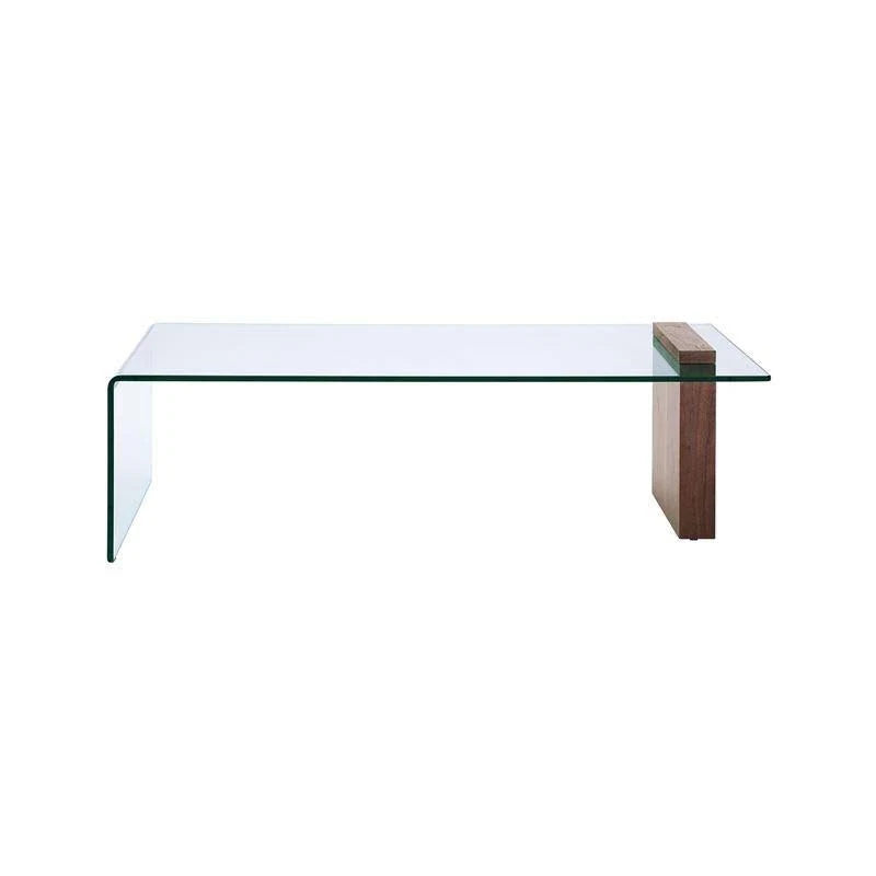 Walnut Veneer Clear Glass Coffee Table L649