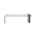 Walnut Veneer Clear Glass Coffee Table L649
