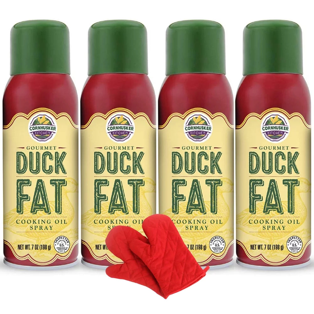 Duck Fat Spray Cooking Oil 4 Pack with Oven Mitt Q2061