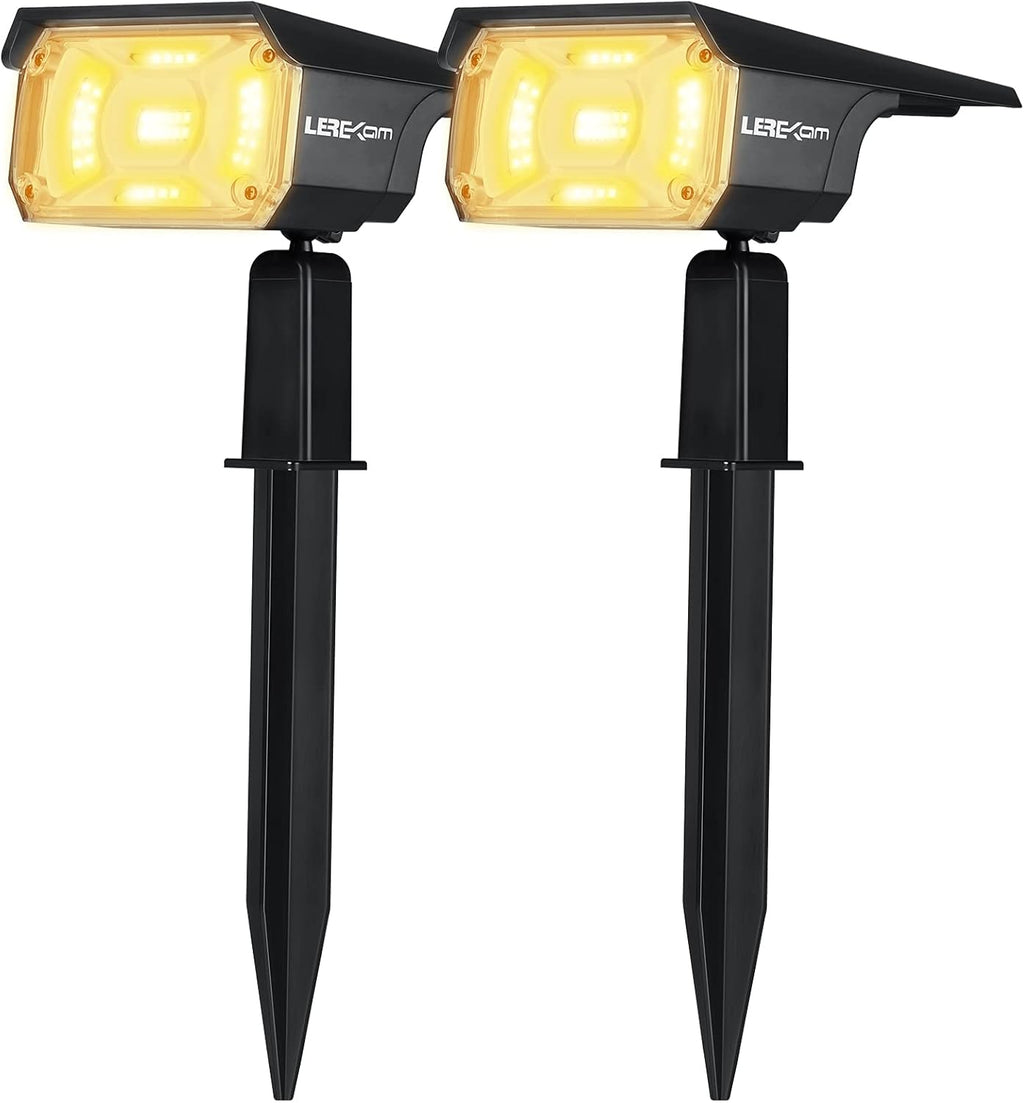 Solar Spot Lights Outdoor, IP65 Waterproof 40 LEDs, USB & Solar Powered, 2 Pack D820