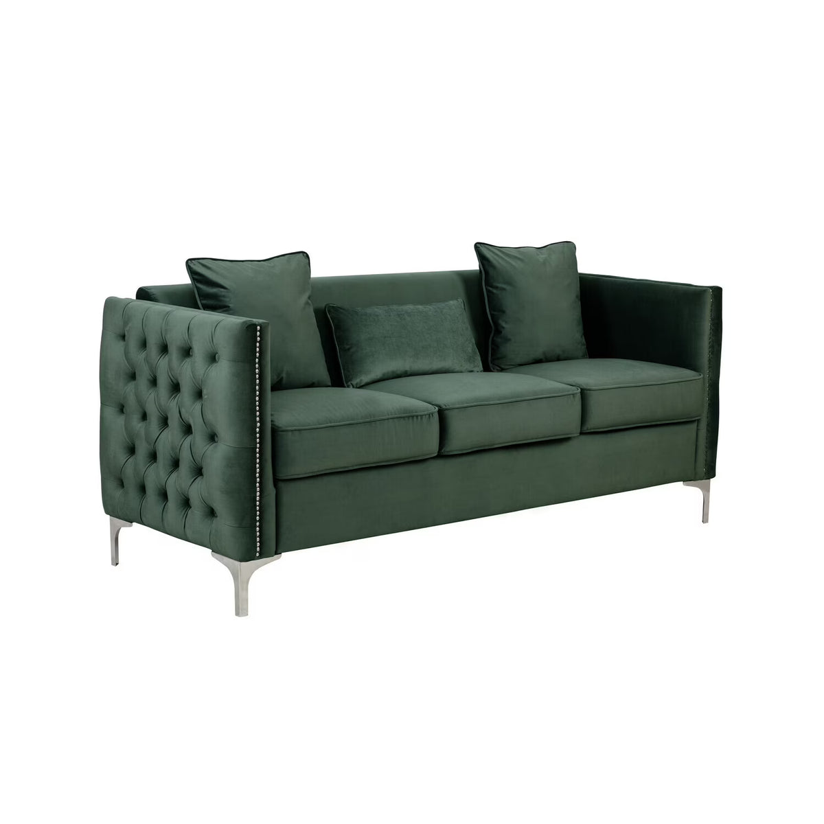 AntiquePink Velvet Sofa with 3 Pillows B8338
