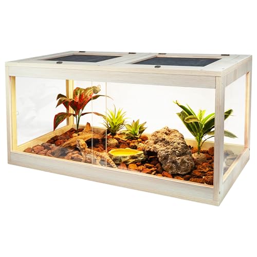 34 Gallon Reptile Terrarium Tank with Metal Mesh Roof Door Q560952