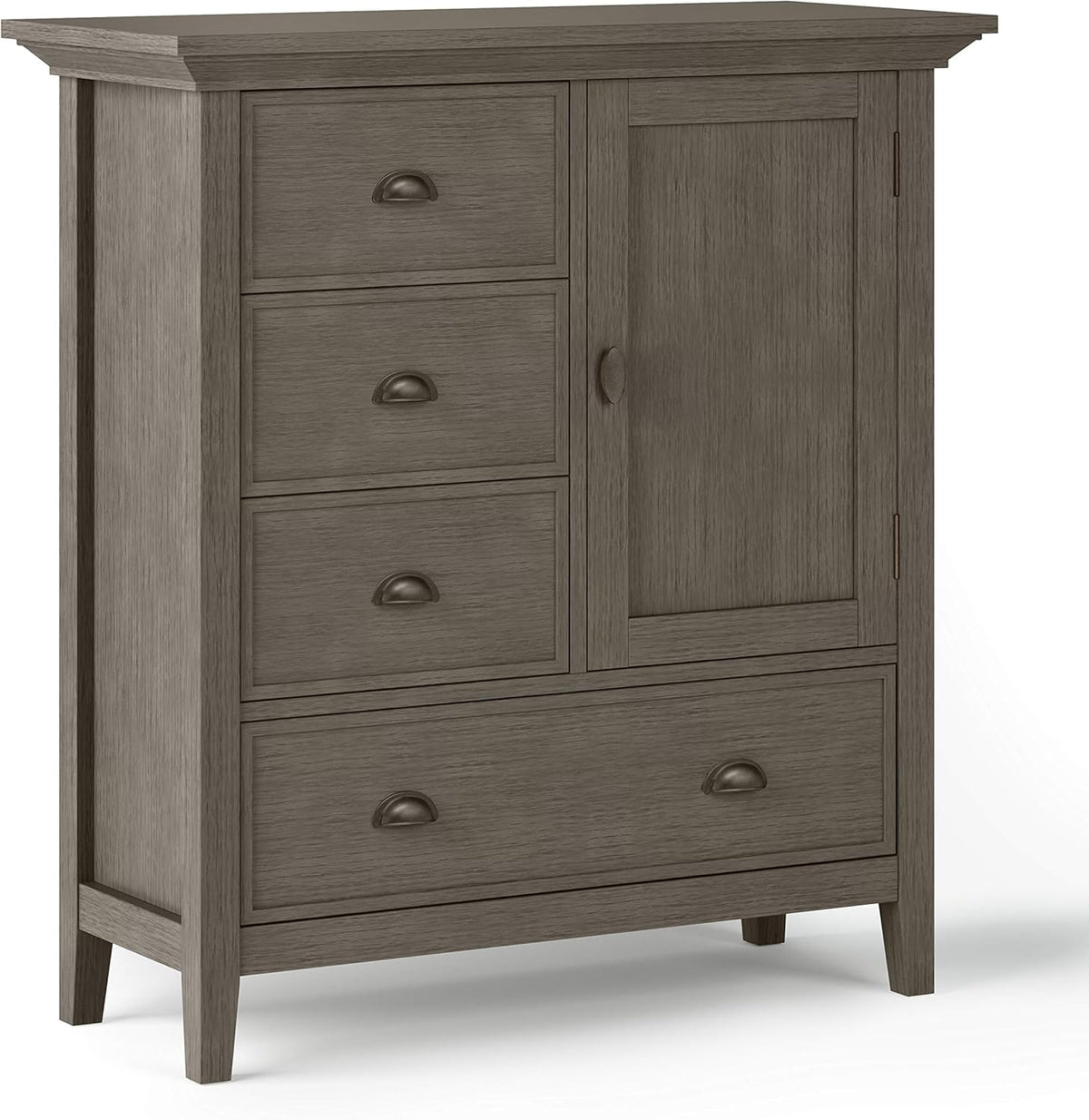 Solid Wood 39 Inch Wide Storage Cabinet in Light Golden Brown with 3 Small Drawers and 1 Large Drawer H540173