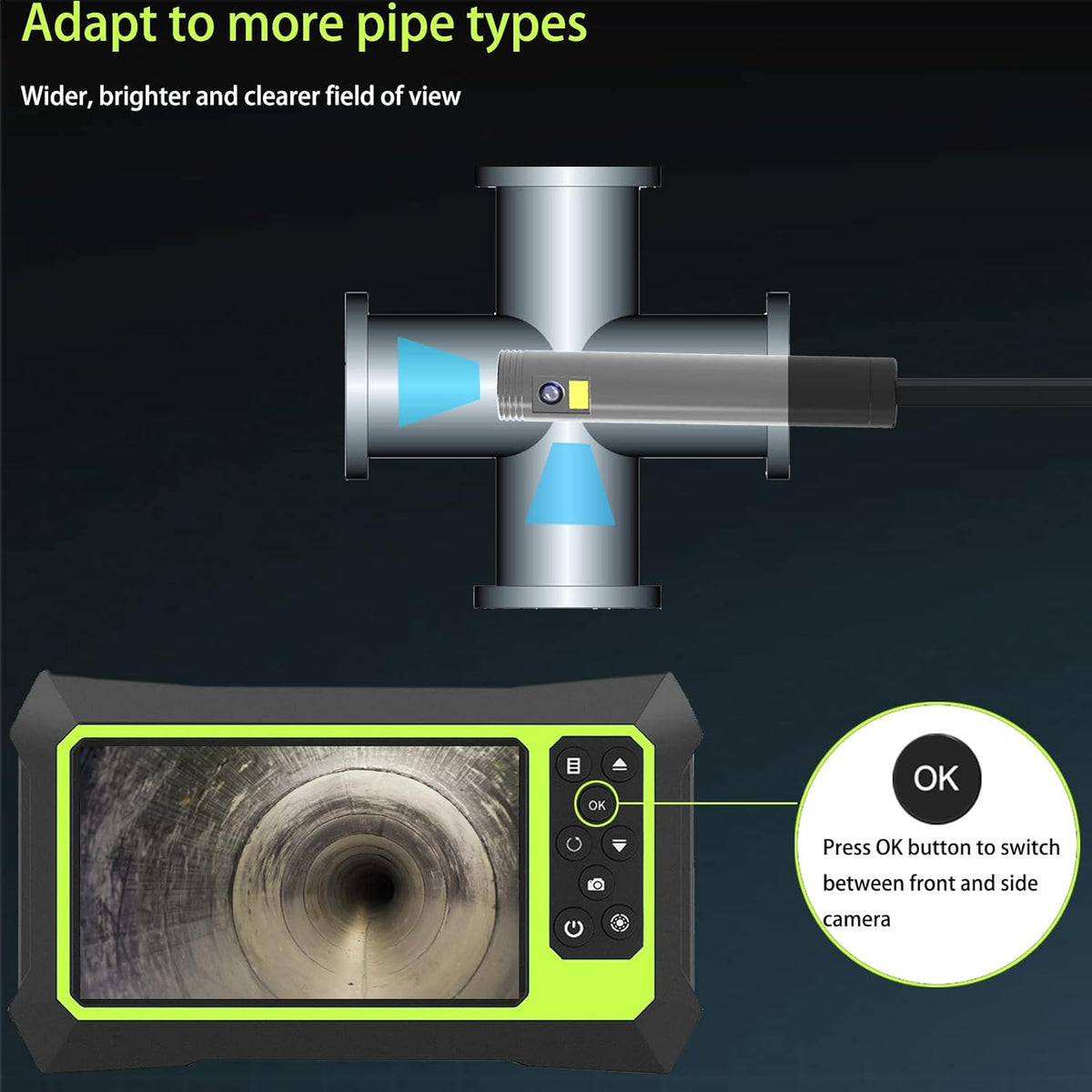 Endoscope Camera with Lights, 1080P HD Borescope Camera 4.3 Inch LCD Screen IP67 Waterproof, 3000mAh Battery, 32GB TF Card Y4254
