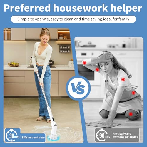 Cordless Electric Spin Scrubber with 8 Brush Heads Z727220