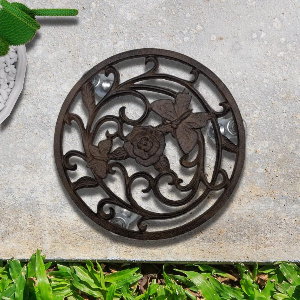 Cast Iron Butterfly Flower Garden Plant Trolley Flowerpot Holder Z49996