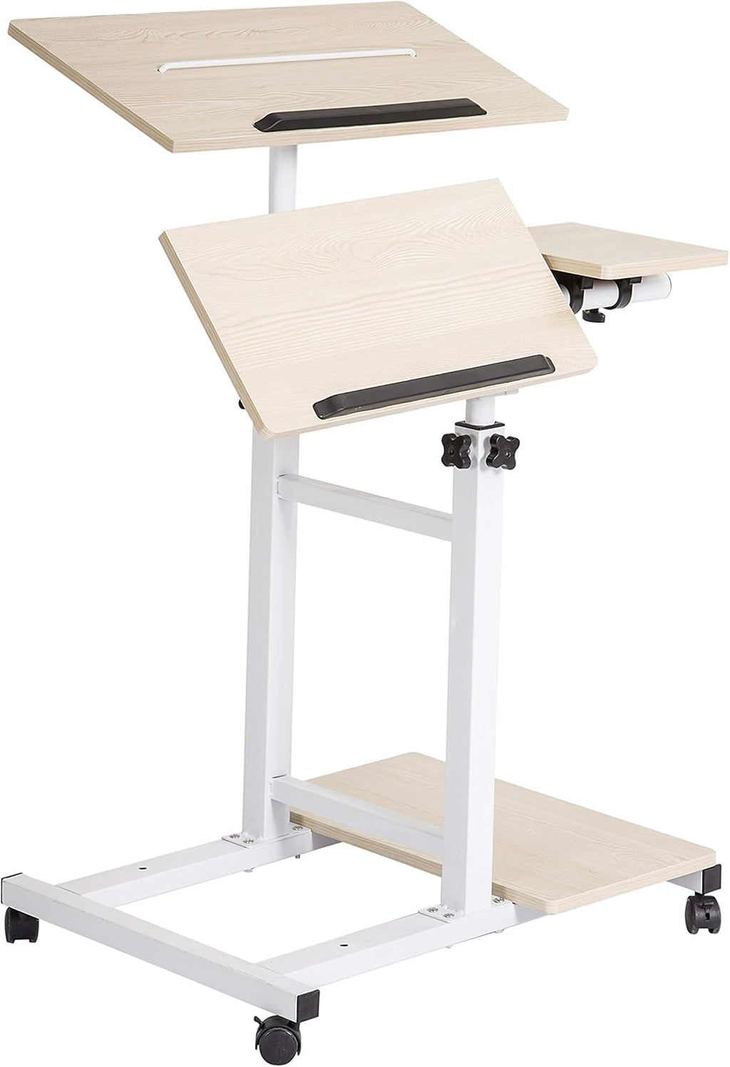 Oak Height Adjustable Standing Desk with Carpet Wheels P856499