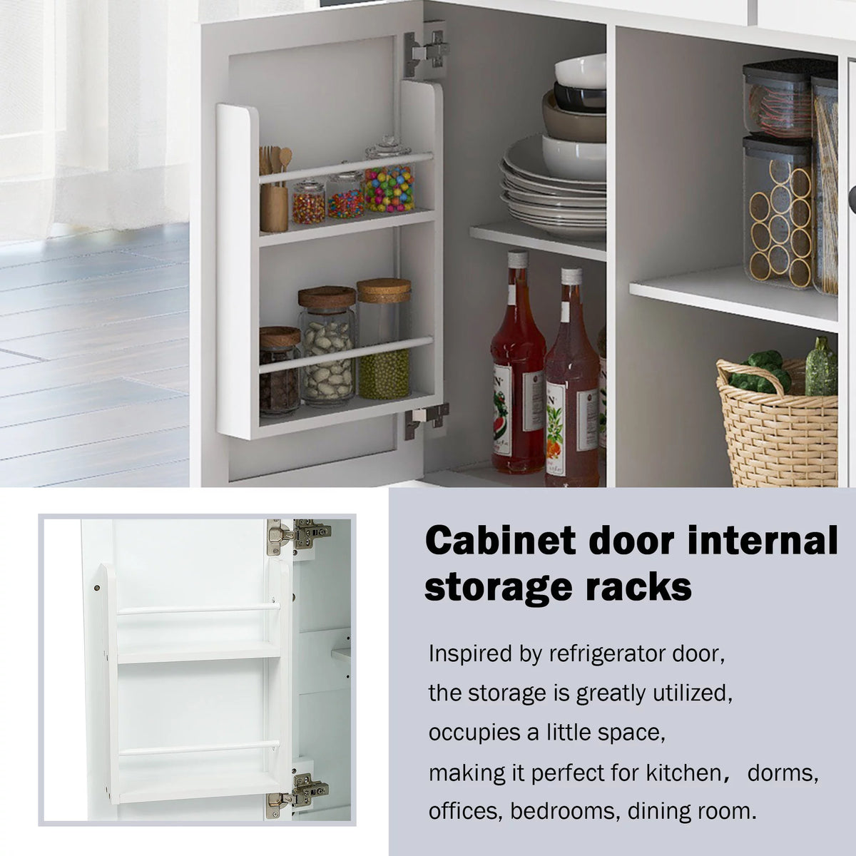 White Kitchen Island with Storage K642
