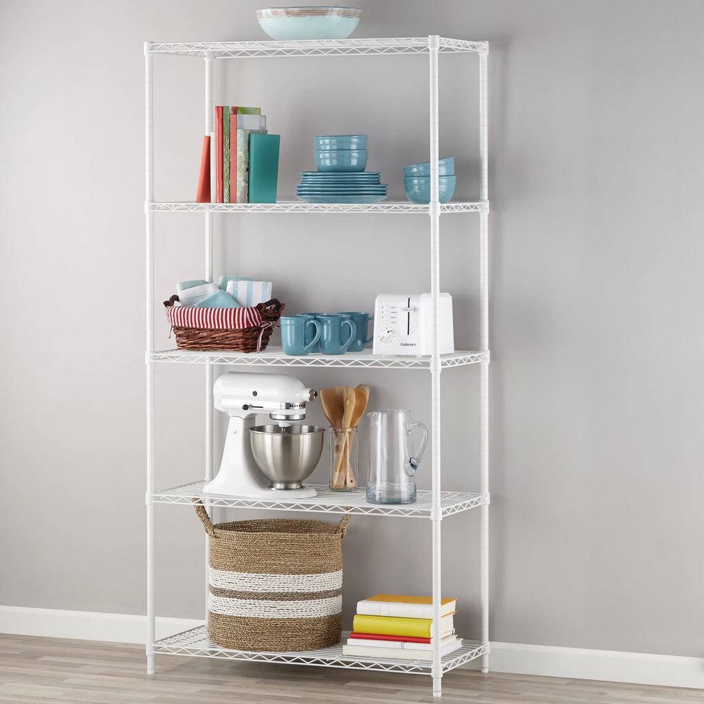 Steel 5-Tier Storage Shelf Unit White W512