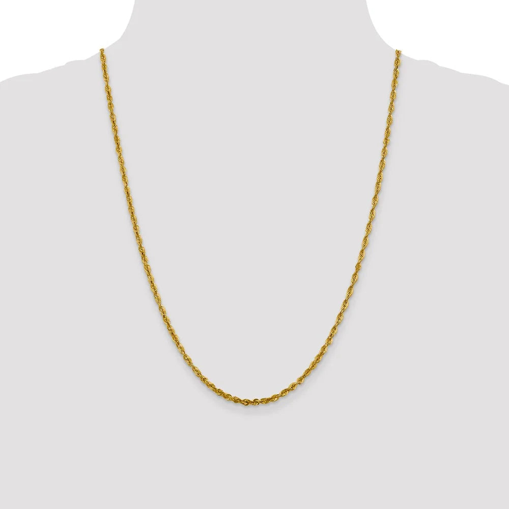 10kt Yellow Gold 24 inch Rope Chain R804