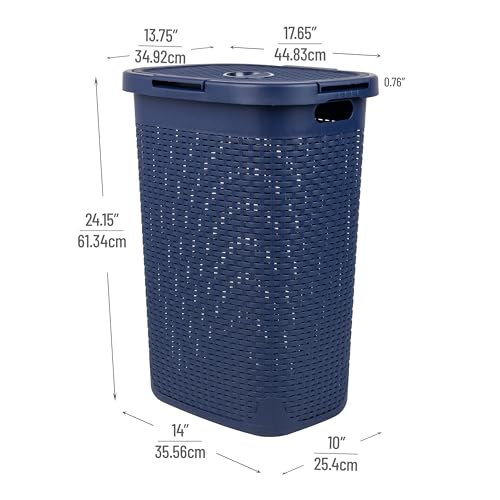 60L Slim Laundry Hamper with Lid, Plastic, Gray, Set of 2 G417