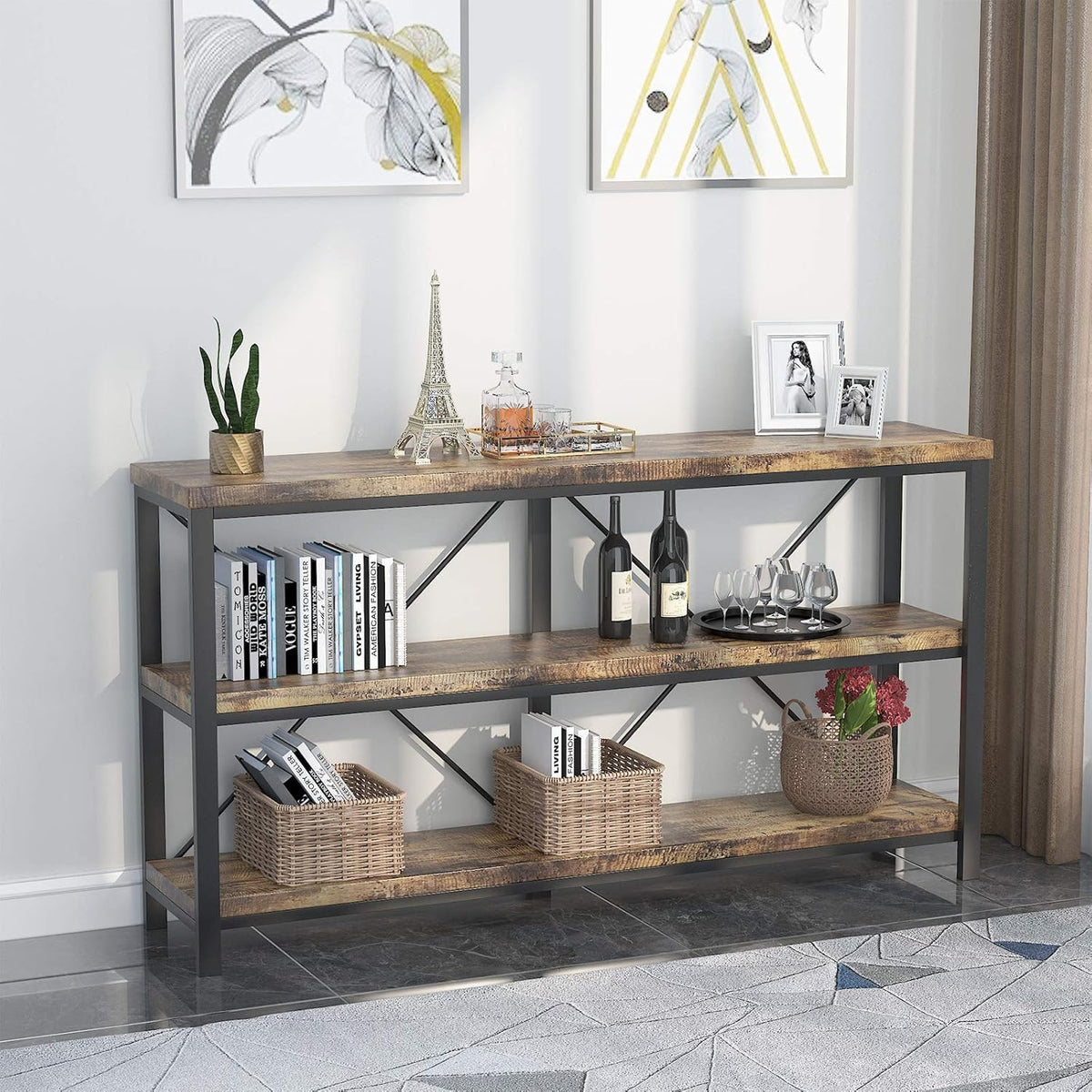Rustic 3-Tier Console Sofa Table D533
