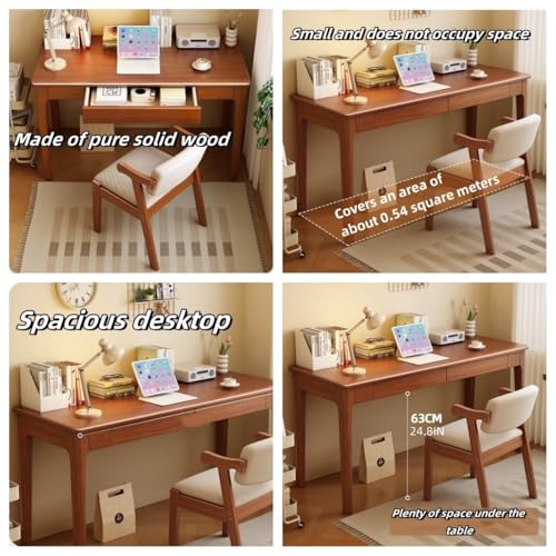 Brown Wood Writing Desk and Chair Set X7296