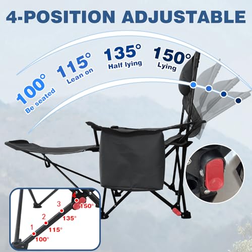 Reclining Camping Chair with Foot Rest Folding Lounger G115