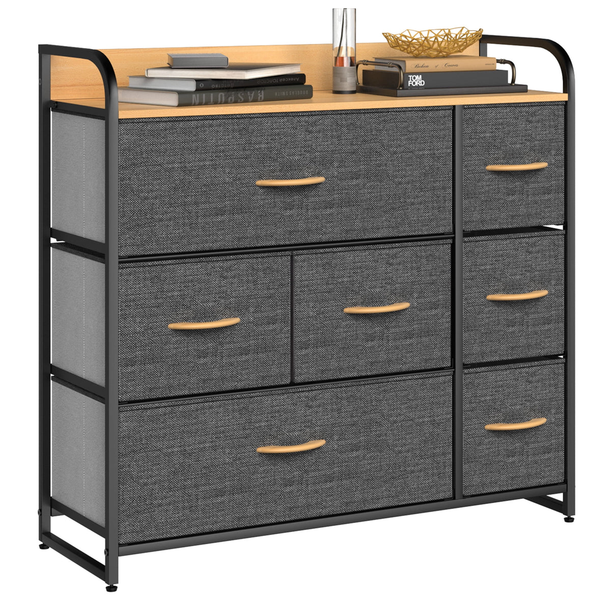 Light Gray 7 Drawer Fabric Dresser M548