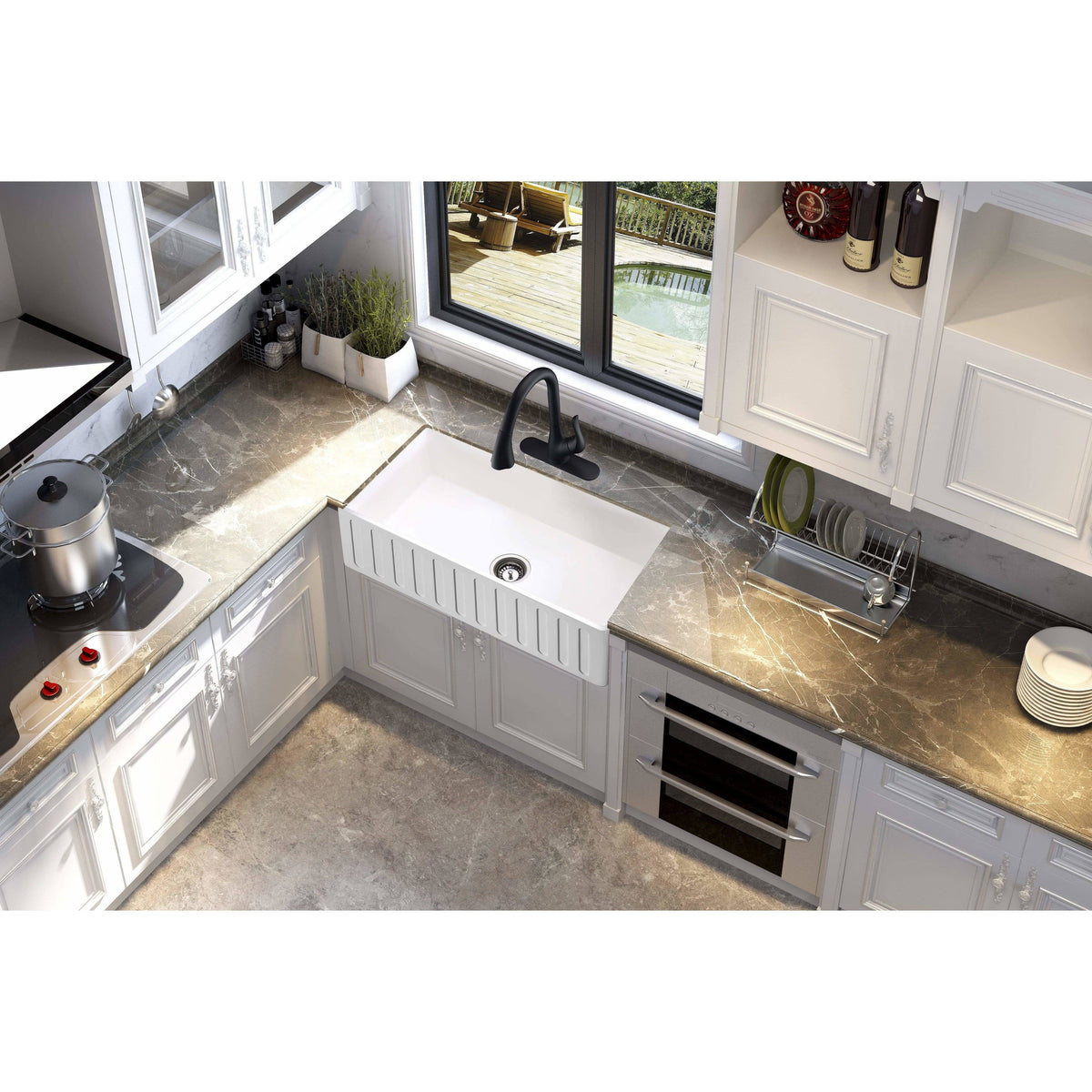 White Single Basin Kitchen Sink Z7218