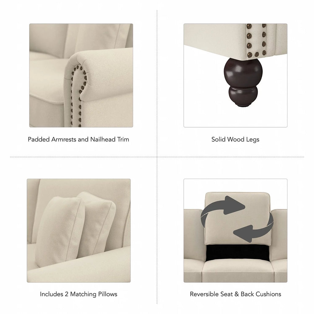 Cream Herringbone Fabric Sofa D85521