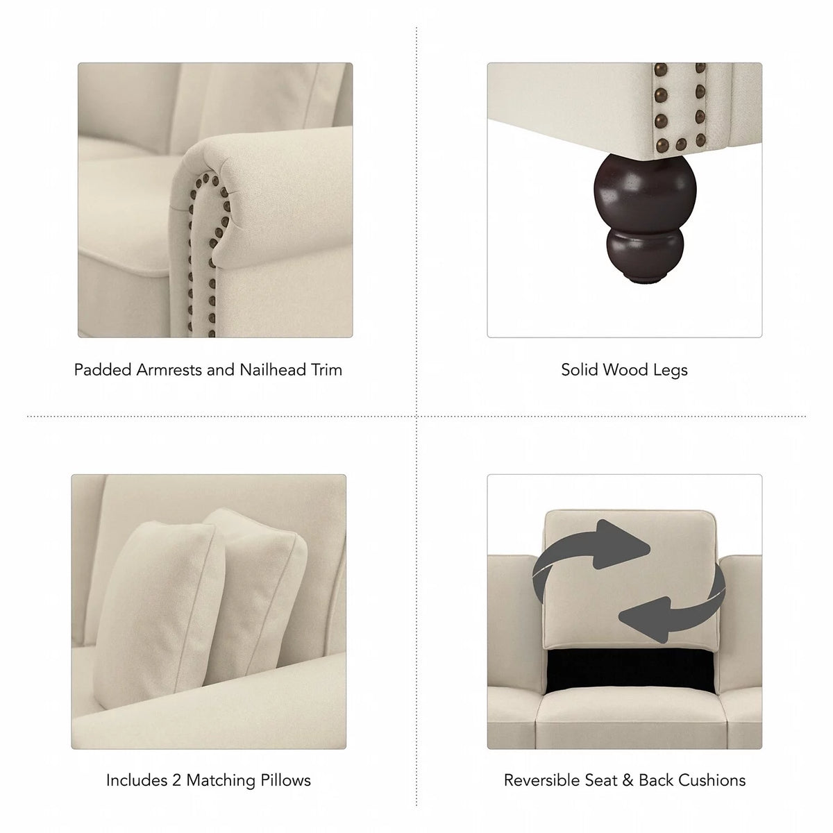 Cream Herringbone Fabric Sofa D85521