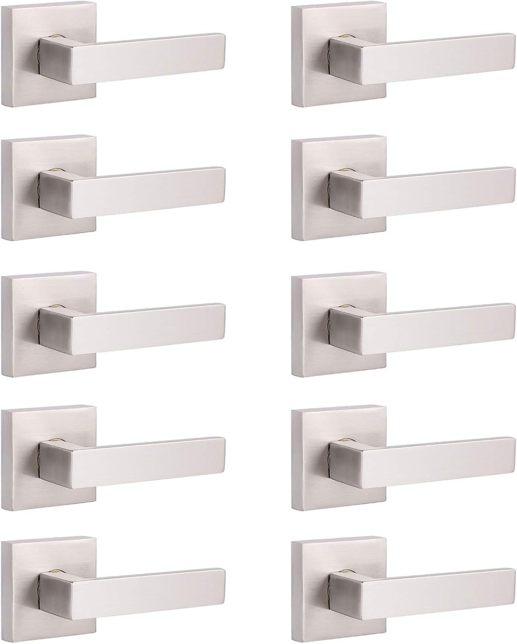 Brushed Nickel Square Entrance Door Lever with Deadbolt Locksets, 2 Pack G3441