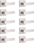 Brushed Nickel Square Entrance Door Lever with Deadbolt Locksets, 2 Pack G3441