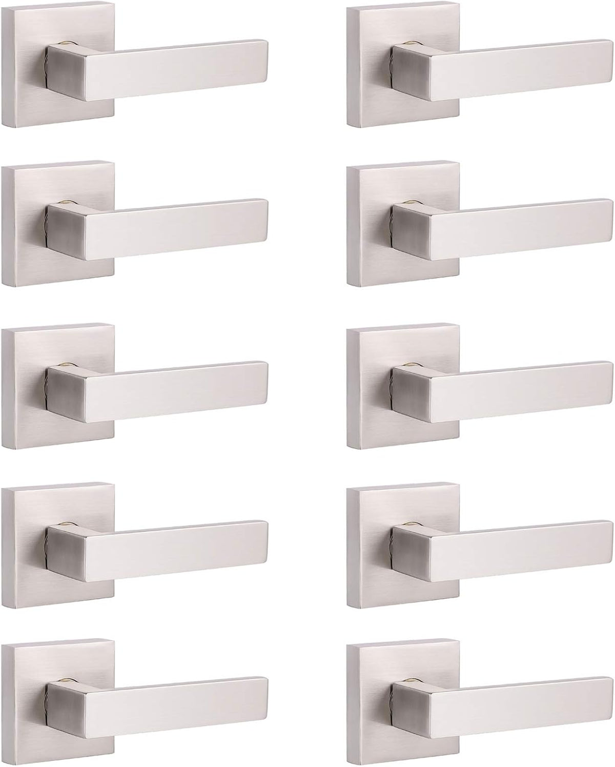 Brushed Nickel Square Entrance Door Lever with Deadbolt Locksets, 2 Pack G3441