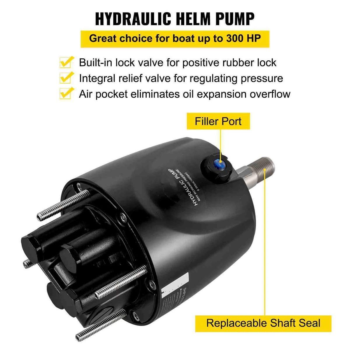 Hydraulic Outboard Boat Steering Kit 14' Hoses 300HP Helm Pump W29564