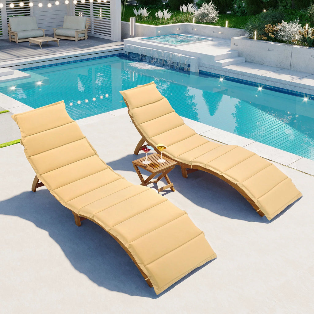 Portable Wood Chaise Lounge Set with Tea Table B448