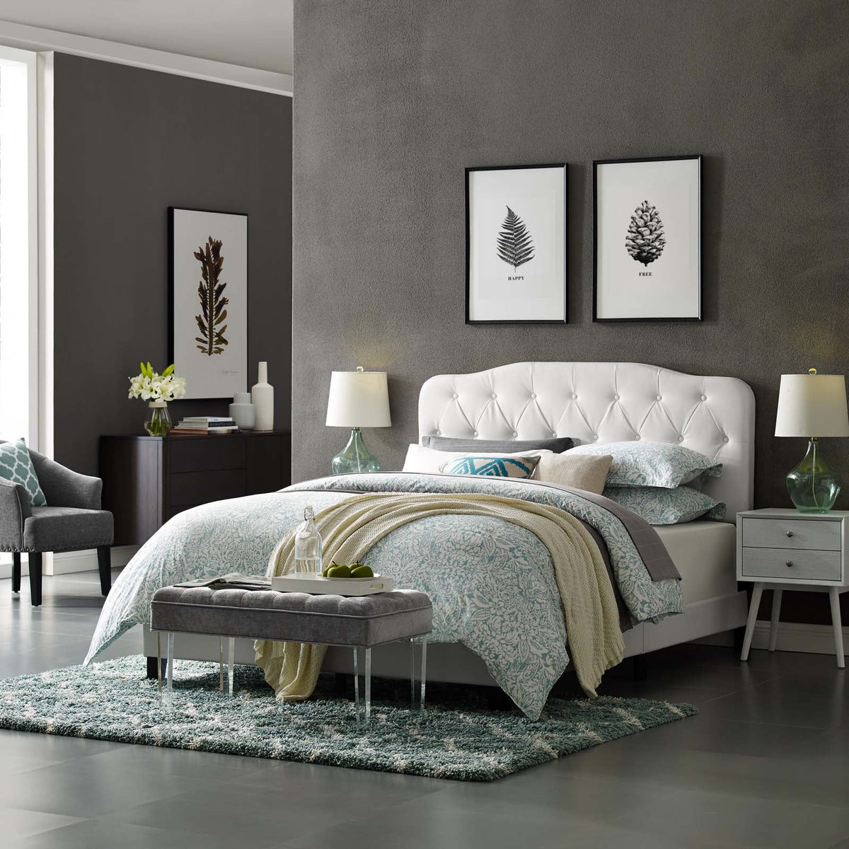 Queen Faux Leather Bed W509