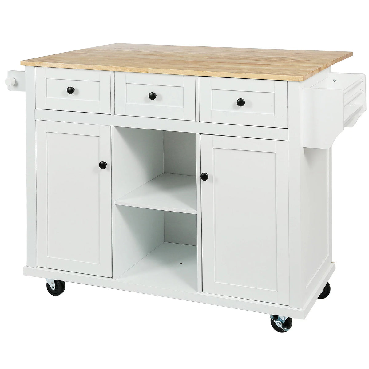 White Kitchen Island with Storage K642
