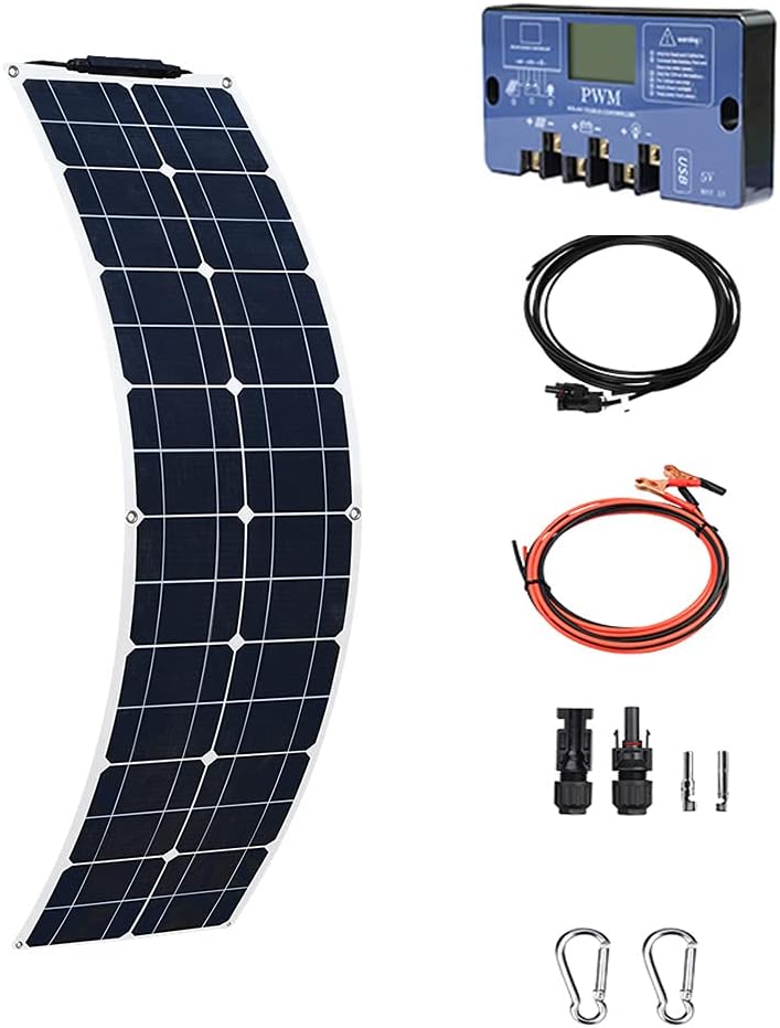 Flexible Monocrystalline 50W Solar Panel Kit with 10A Controller D985