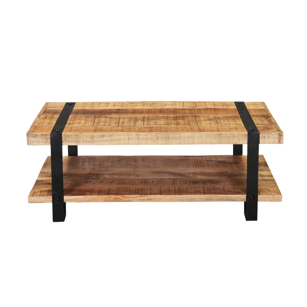 Rustic Mango Wood 2 Tier Coffee Table U839553