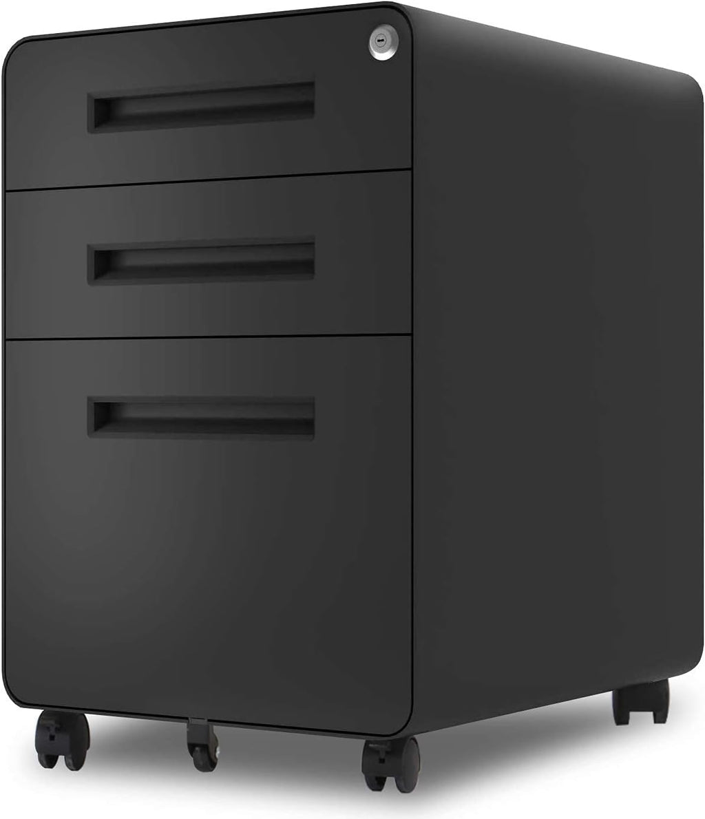 3 Drawer Black Metal File Cabinet with Lock G2203