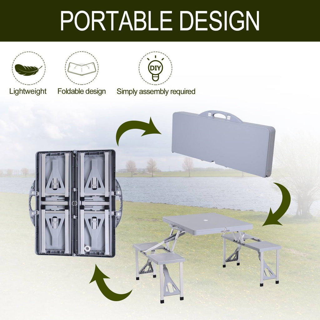 Camping Table with Chairs 4-Seat Set Foldable Q595293