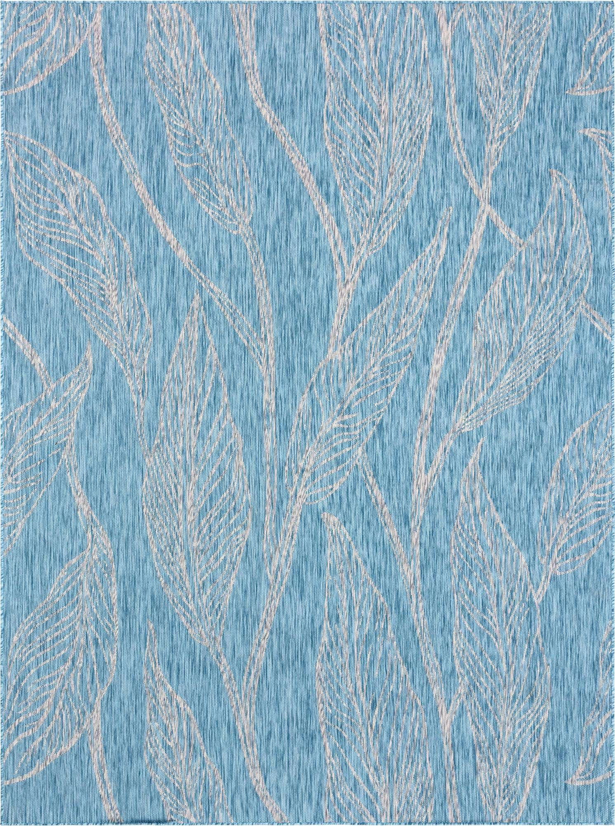 Light Aqua/Ivory 9' x 12' Rectangle Floral Botanical Rug V798