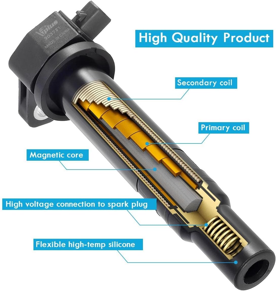 Set of 4 Ignition Coils & Spark Plugs Compatible with Kia Rio Hyundai Accent 1.6L R7054