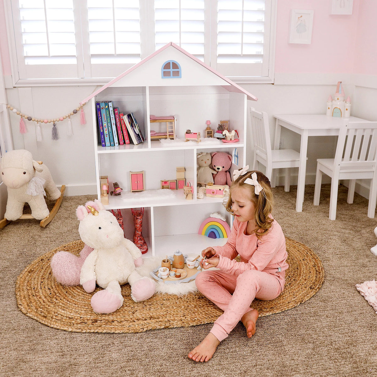Kids Wooden Dollhouse Bookcase W20236
