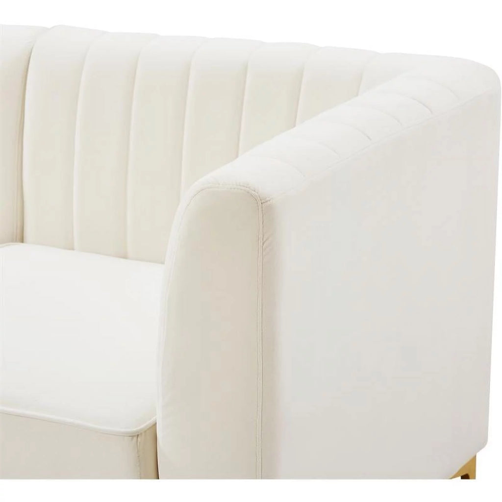 Cream Velvet Modular Sectional X4517