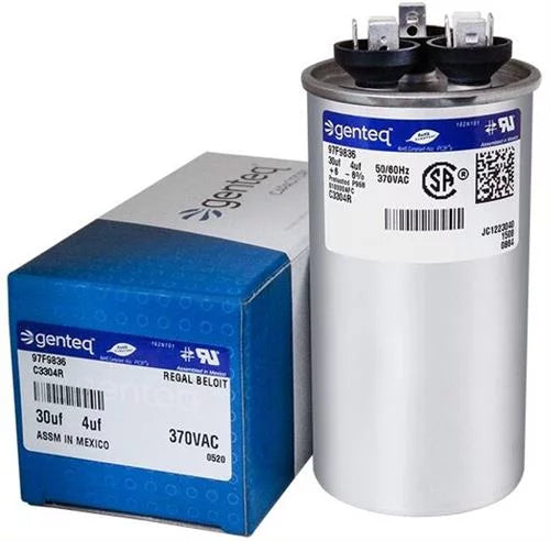 30/4 uF MFD 370 VAC Dual Round Replacement Capacitor D93411