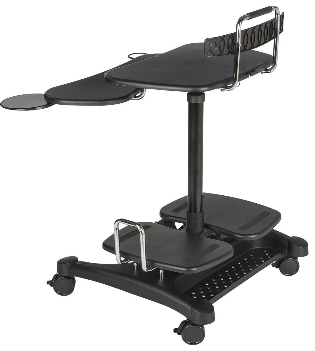 Sit-Stand Mobile Computer Desk Cart with CPU Shelf and Printer A75662